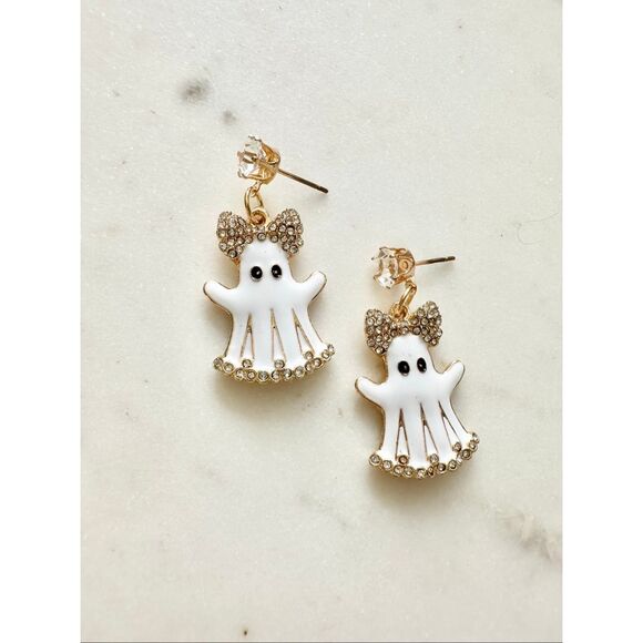Booooo-tiful ghost dangle Halloween earrings - Picture 1 of 5